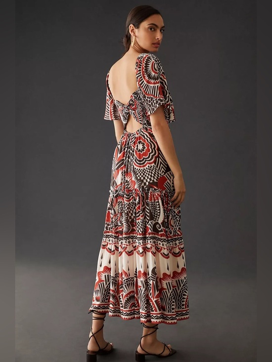 Anthropologie Dresses & Skirts - Anthropologie Tiered Maxi Dress Boho Cut-Out Back Size M NWOT